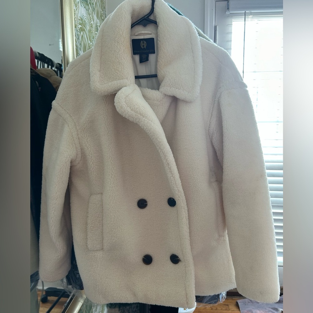 Women's Cream Double-Breasted Coat